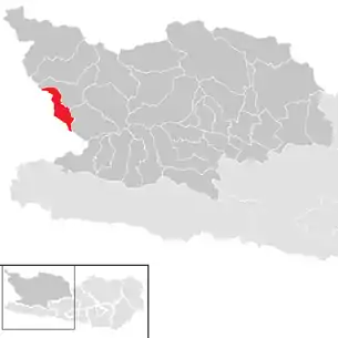Lage der Gemeinde Winklern im Bezirk Spittal an der Drau (anklickbare Karte)