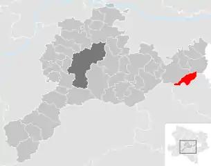 Lage der Gemeinde Wolfsgraben im Bezirk St. Pölten-Land (anklickbare Karte)