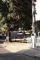 Endhaltestelle Schleuse der Straßenbahn Woltersdorf, links das Umsetzgleis, 1991