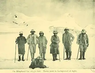 Expeditionsgruppe um Fanny Bullock Workman und William Hunter Workman auf dem Bilafond La, 1912