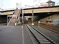 Die Sicht von Westen, von der Bahntrasse aus gesehen