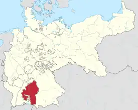 Lage des Königreichs Württemberg im Deutschen Kaiserreich