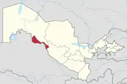 Lage der Provinz Xorazm in Usbekistan