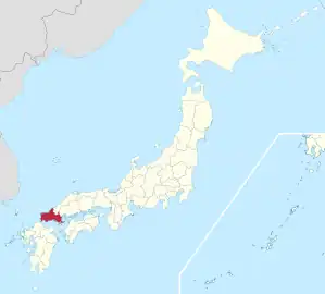 Lage der Präfektur Yamaguchi in Japan