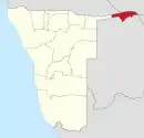 Lage der Region Sambesi in Namibia