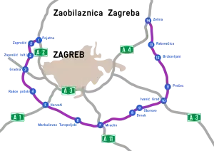Übersichtskarte Neuer Autobahnring Zagreb