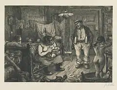Heinrich Zille: Der späte Schlafbursche, Radierung (1902)