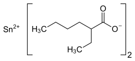 Strukturformel von Zinn(II)-2-ethylhexanoat
