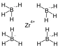 Strukturformel von Zirconium(IV)-borhydrid