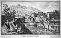 Der Mugnone und die ursprüngliche Ponte alla Badia in Fiesole auf einem Gemälde von Giuseppe Zocchi (1744 entstanden)