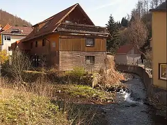Zusammenfluss des Sprakelbachs (links) und des Wolfsbachs (rechts) zur Zorge