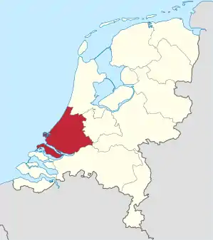 Karte: Provinz Südholland in den Niederlanden