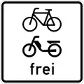 Zusatzzeichen 1022-14Radverkehr und Mofas frei(seit 2017)