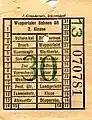 Schwebebahn-Abrissfahrschein der Wuppertaler Bahnen AG aus den 1940er Jahren, damals noch ohne „Höhensteuer“