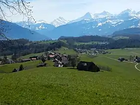 Zwieselberg im Vordergrund und Eiger, Mönch und Jungfrau im Hintergrund