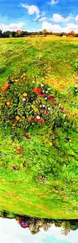 Blühende Landschaft: Frühling, Pappe, Gouache, 200 × 75 cm, 2000