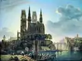 Karl Friedrich Schinkel:Gotischer Dom am Wasser (1813)