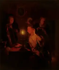 Dame bei Kerzenlicht vor einem Spiegel