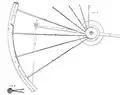 Tangentialspeichenrad mit Spannhebel(Starley und Hillman, britisches Patent 2236 vom 11.&nbsp;August 1870)