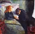 Das kranke Kind (1907), Öl auf Leinwand, 118 × 120, Thielska galleriet Stockholm