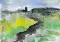 "Keitum Kirche" 2002, Aquarell 15 × 21&nbsp;cm, Skizzenbuch "Sylt"