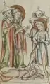 Auf die Bitte Marias und Josephs erweckt Jesus den Toten wieder.