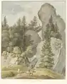 Heinrich Füssli: Der Felsen-weg gegen Wäggis auf dem Rigi, undatiert, vor 1830