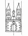 Wasserzeichen mit Darstellung des Kirchenbauwerks Liebfrauenkirche in Arnstadt, 1642 bis 1649