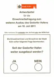 Stimmzettel zur Einwohnerbefragung